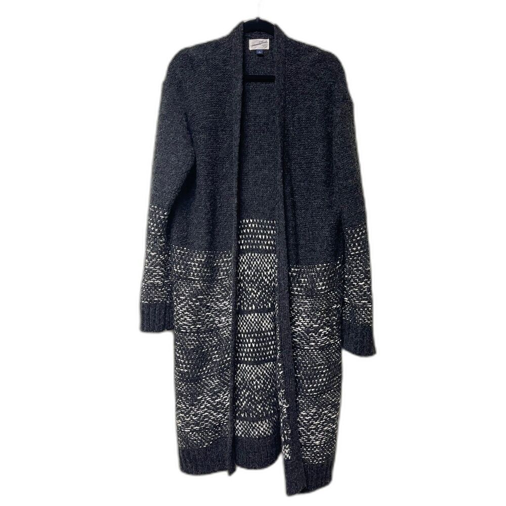 UNIVERSAL THREAD Wool Blend Open Front 3/4 Length Cardigan, Sz L